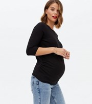 New Look Maternity Black Ruched Crew Top
